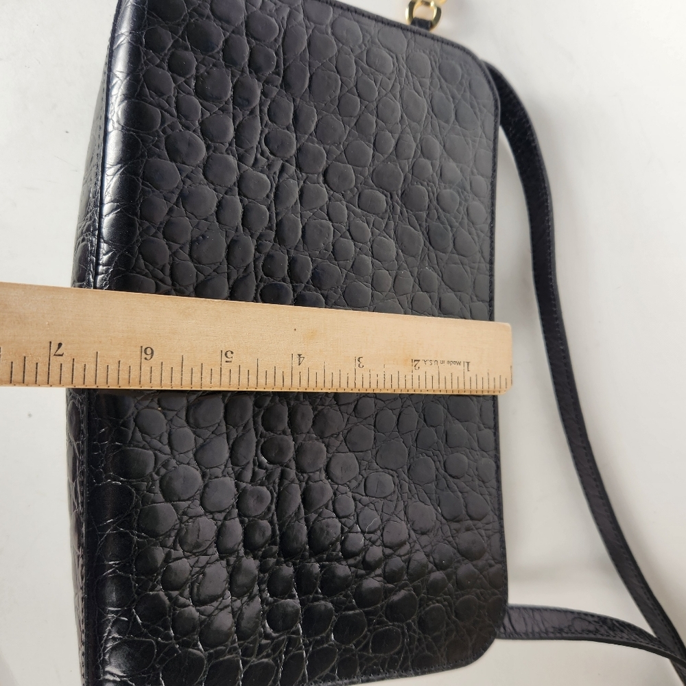 TALBOTS Crossbody Bag Black Leather Charm Inside Zipper Pocket Minimalist Purse - Picture 11 of 16